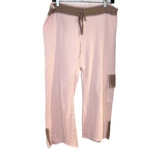 Hush Vintage 90s Y2K Pink Brown Crop Wide Leg Cargo Pants Zipper Drawstring M